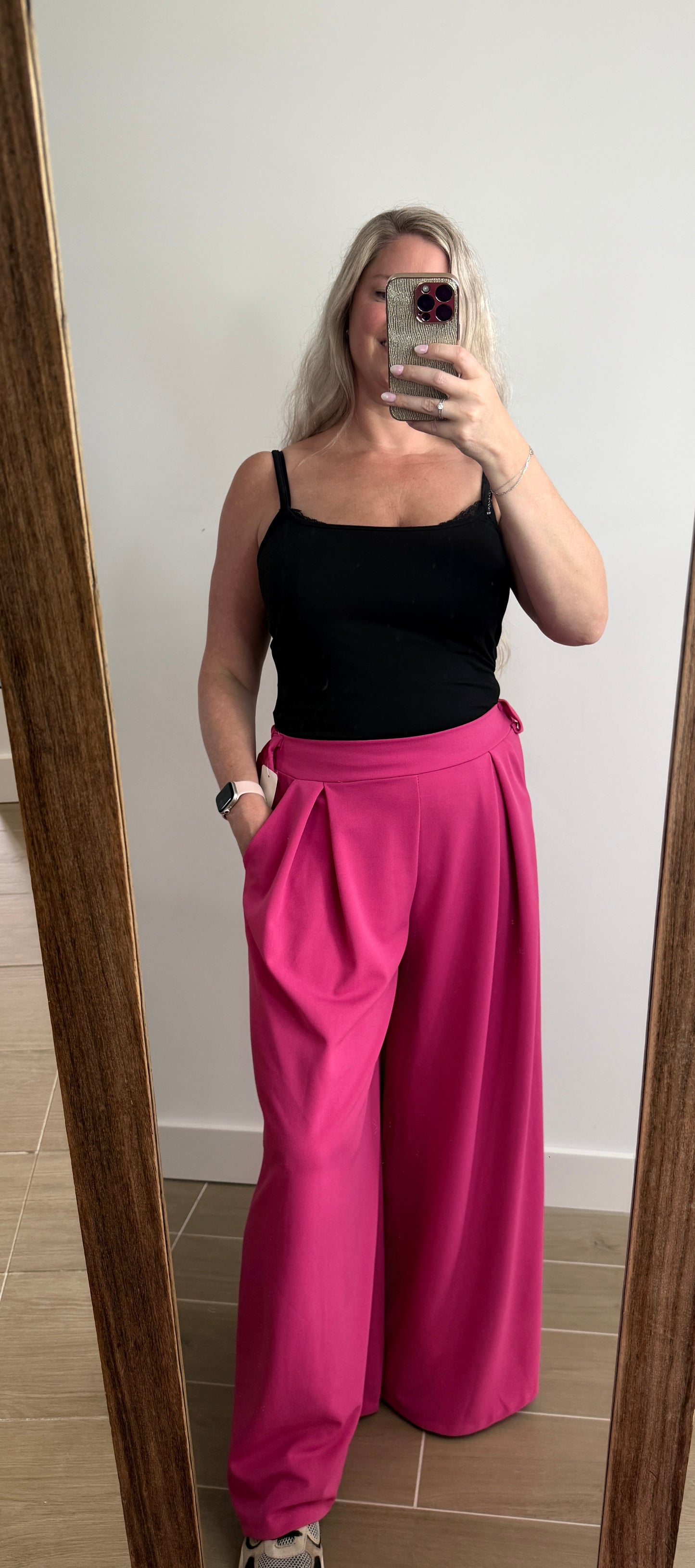 Broek (valt los + met stretchband bovenaan) - FUSHIA - TU