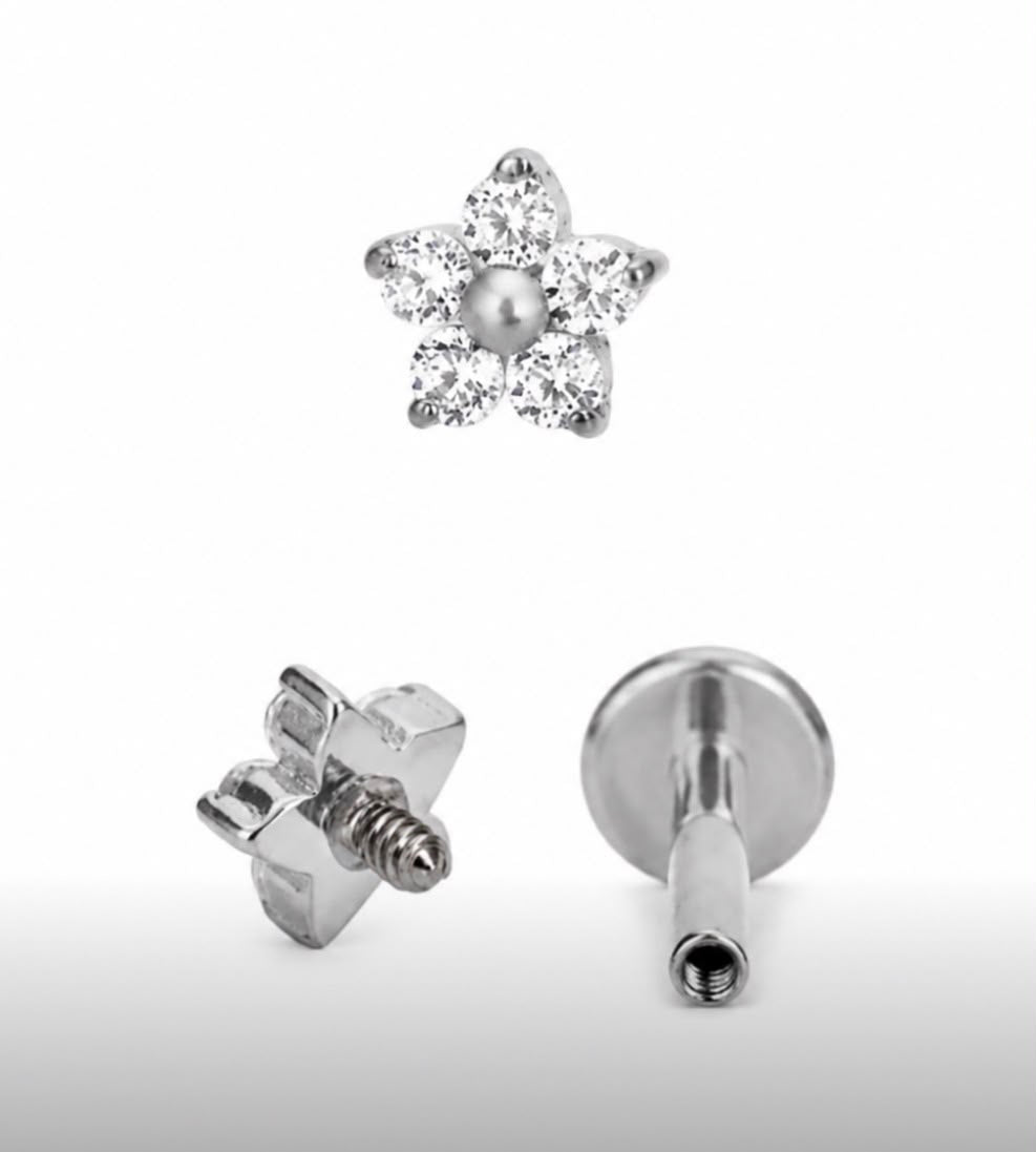 Piercing flower - silver
