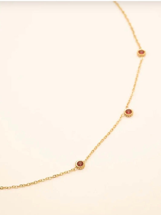 Ketting met 3 steentjes PINK