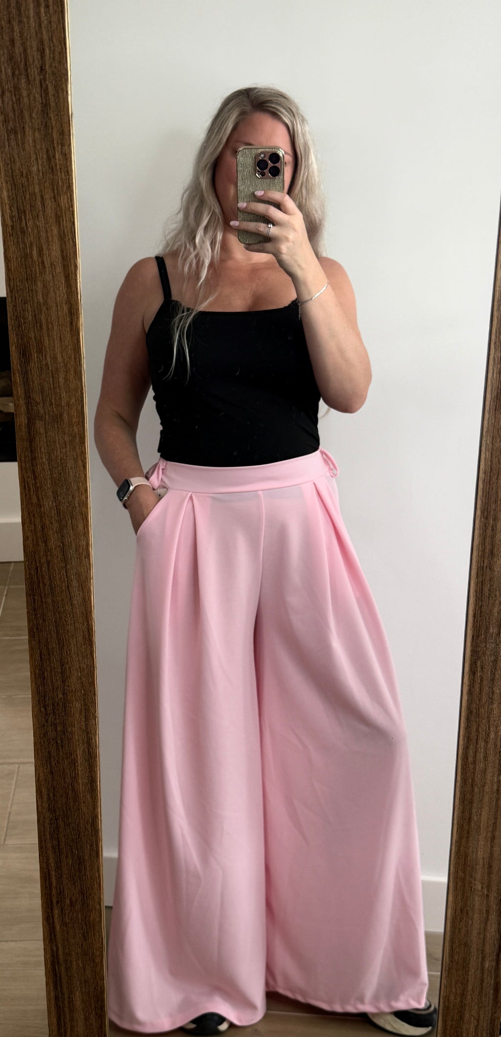 Broek (valt los + met stretchband bovenaan) - BLUSH - TU