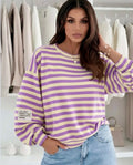 Shirt met lange mouwen- gestreept LILA - TU