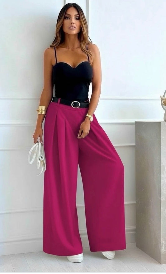 Broek (valt los + met stretchband bovenaan) - FUSHIA - TU