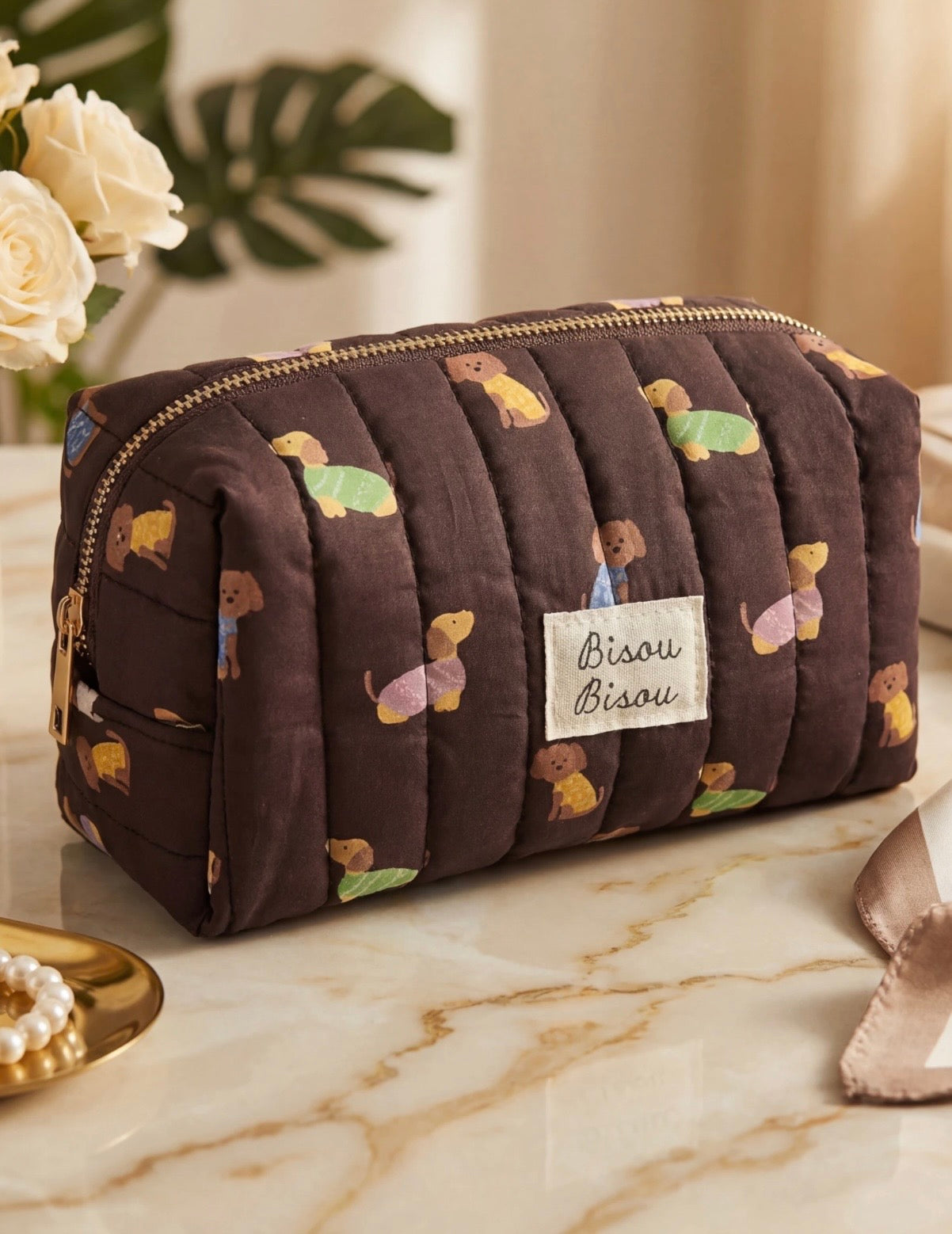 Toiletzak ‘Bisou Bisou’ bruin