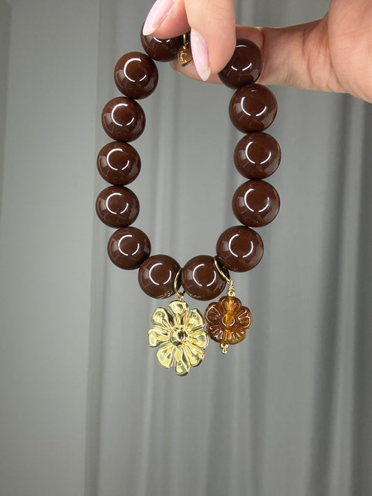 Armband bruine kralen