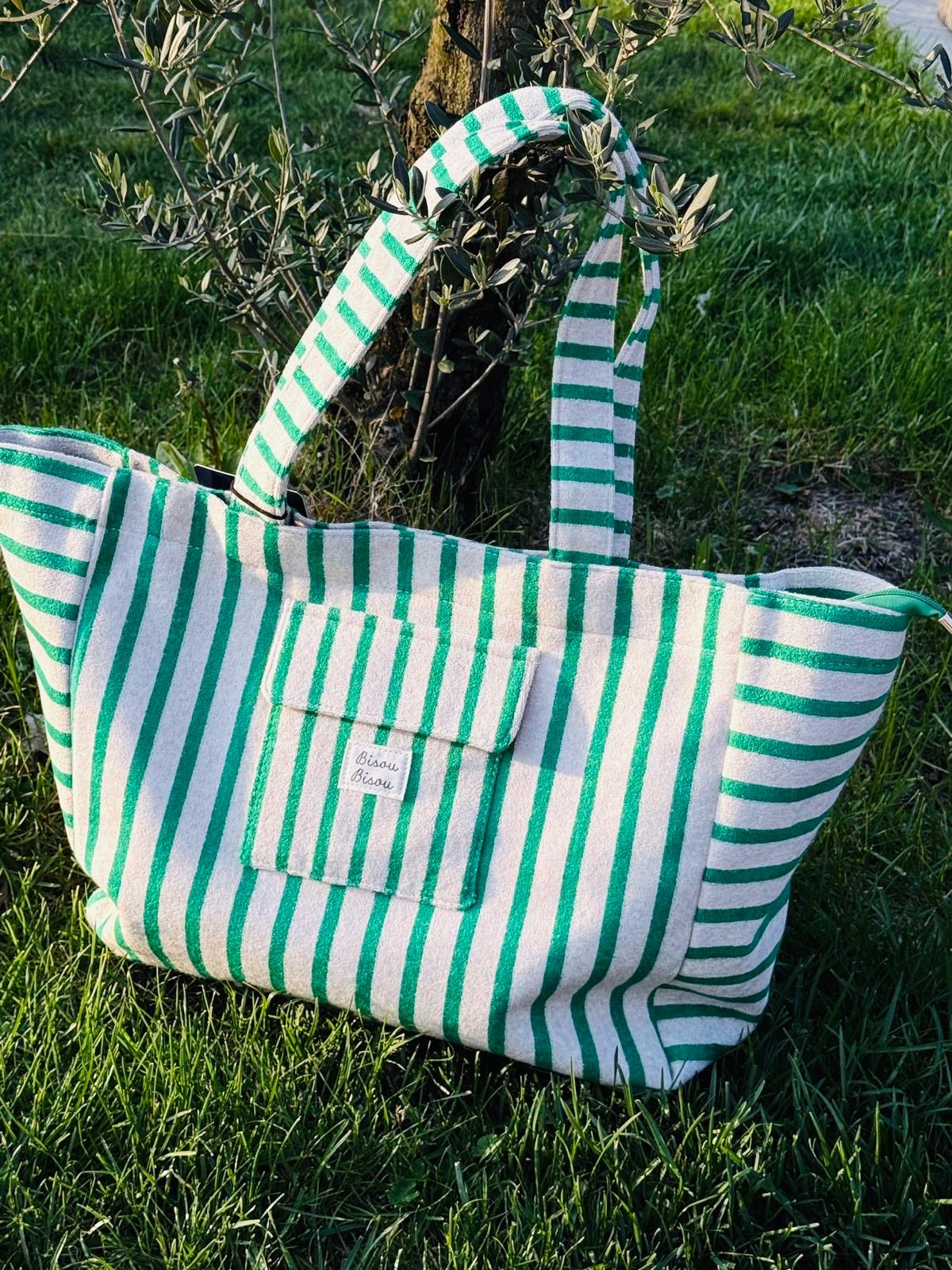 Gestreepte tas groen