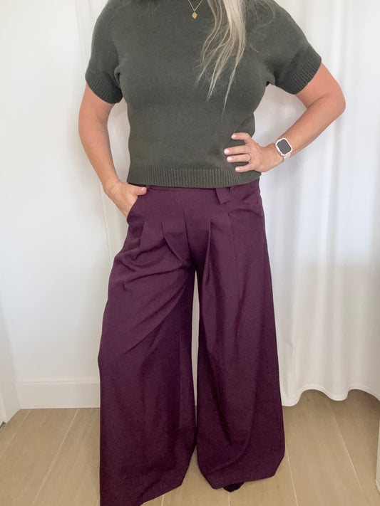 Broek aubergine