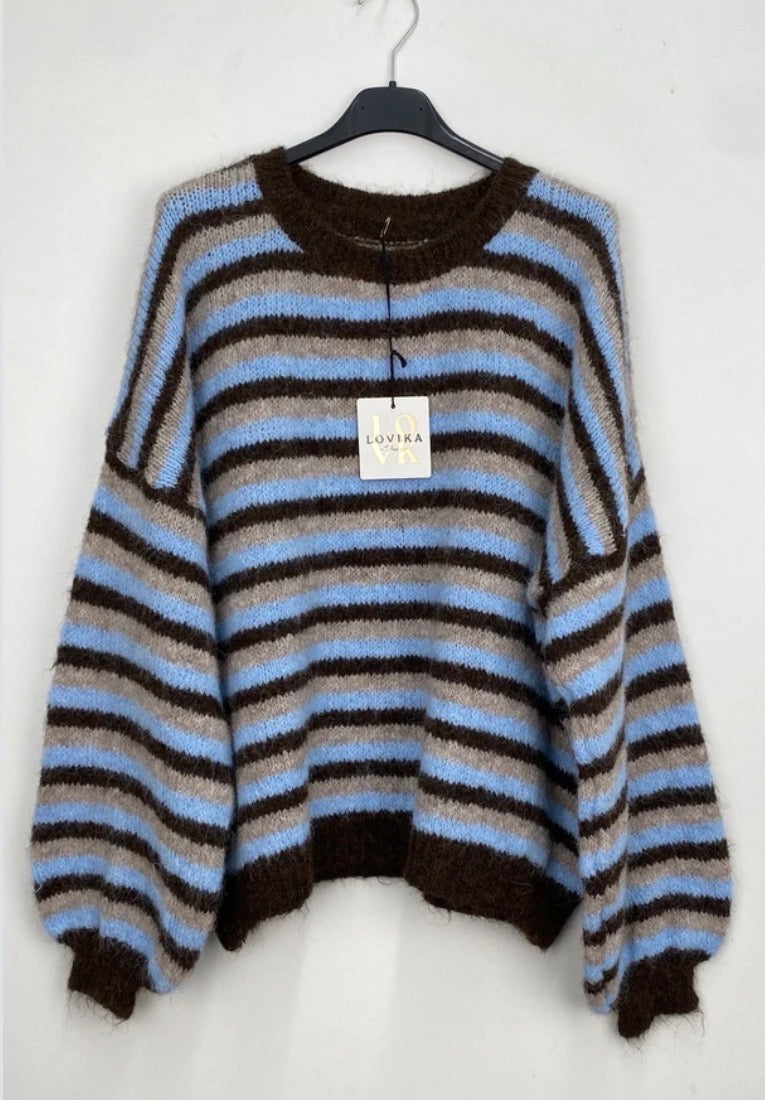 Trui - blauw met dunne strepen