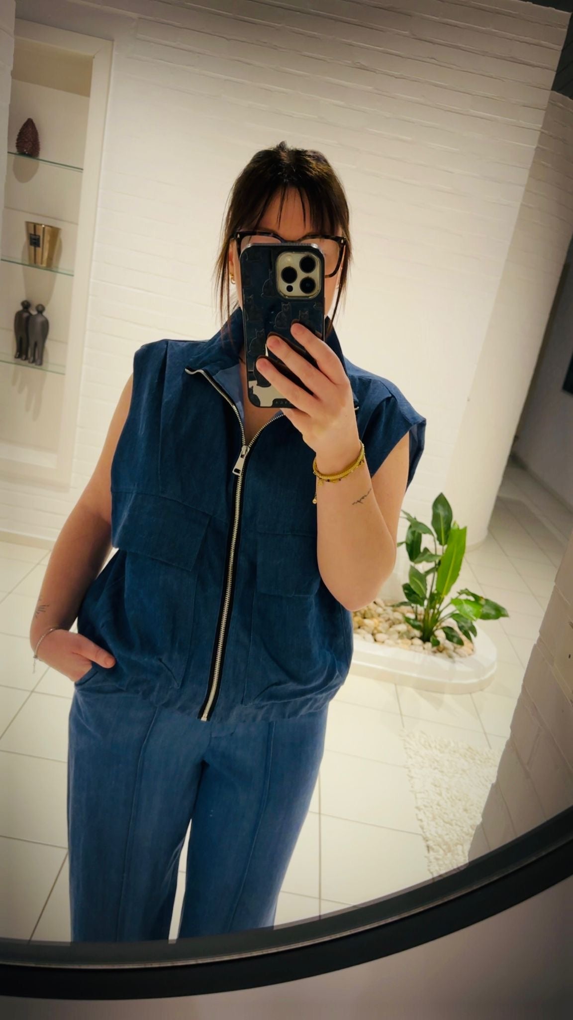 ‘Jeans’ set - vestje - maat S/M