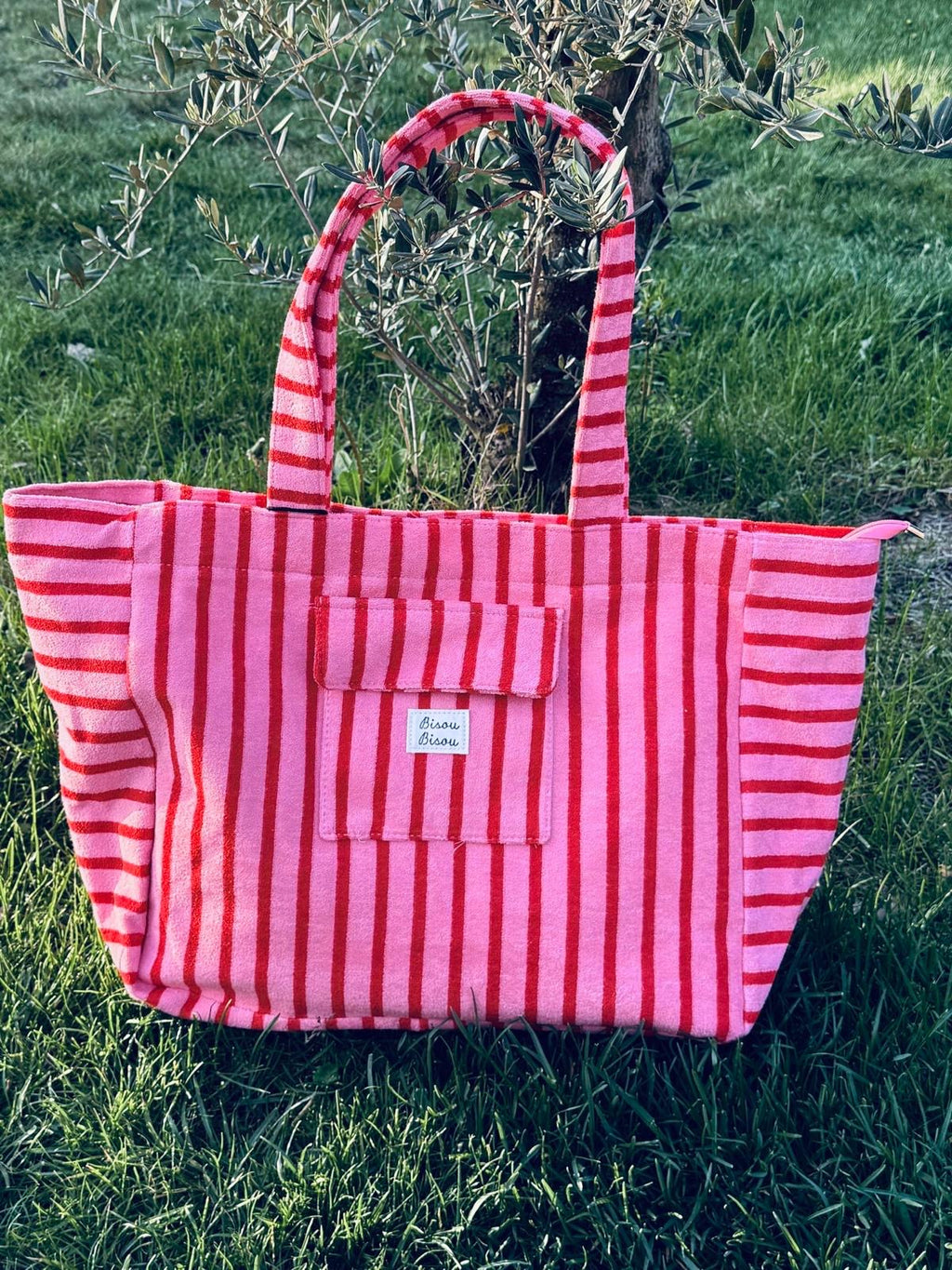 Gestreepte tas rood