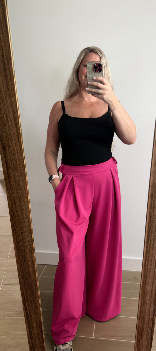 Broek (valt los + met stretchband bovenaan) - FUSHIA - TU