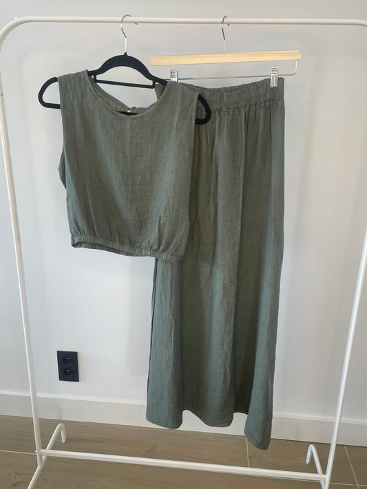 Kaki set (top en lange rok)