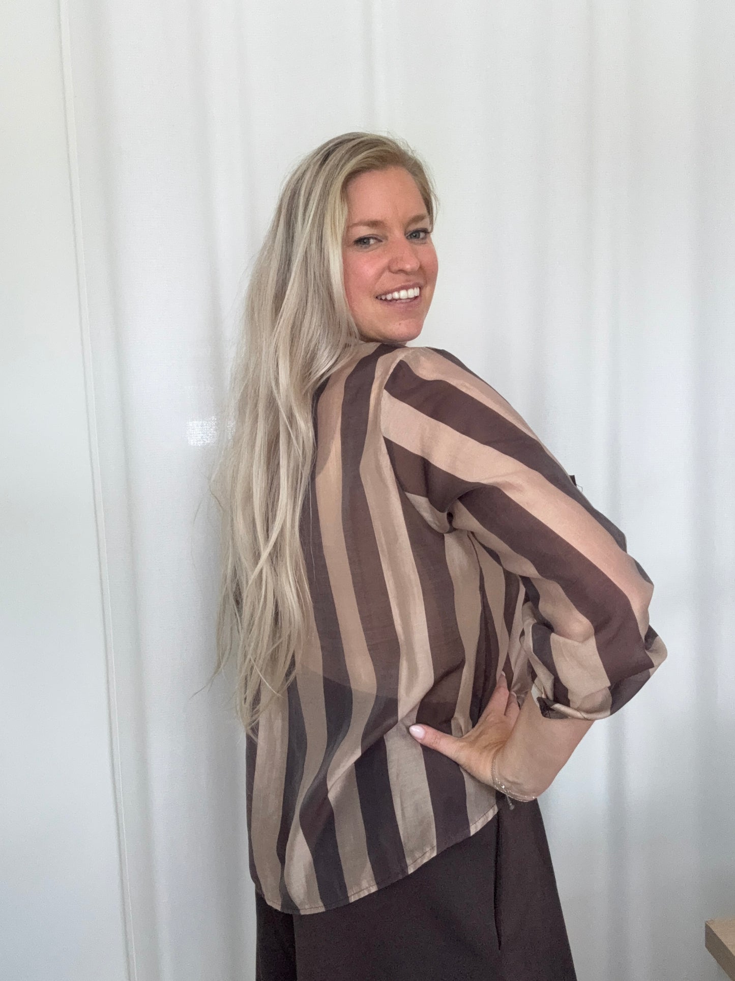 Hemdje gestreept bruin-beige