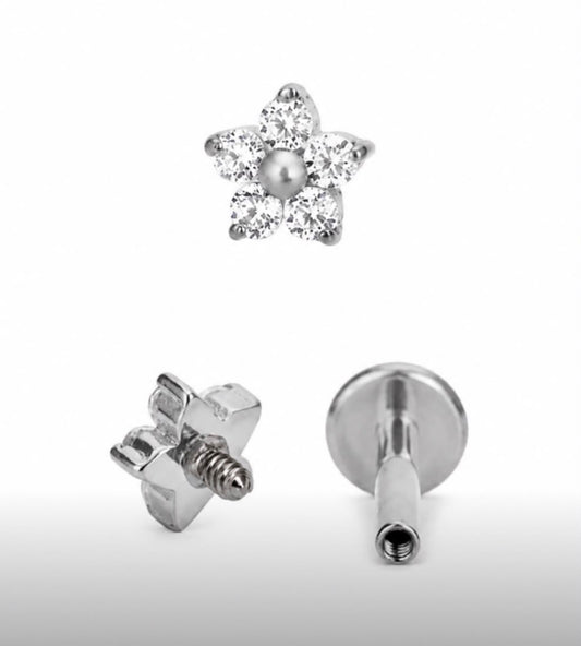 Piercing flower - silver