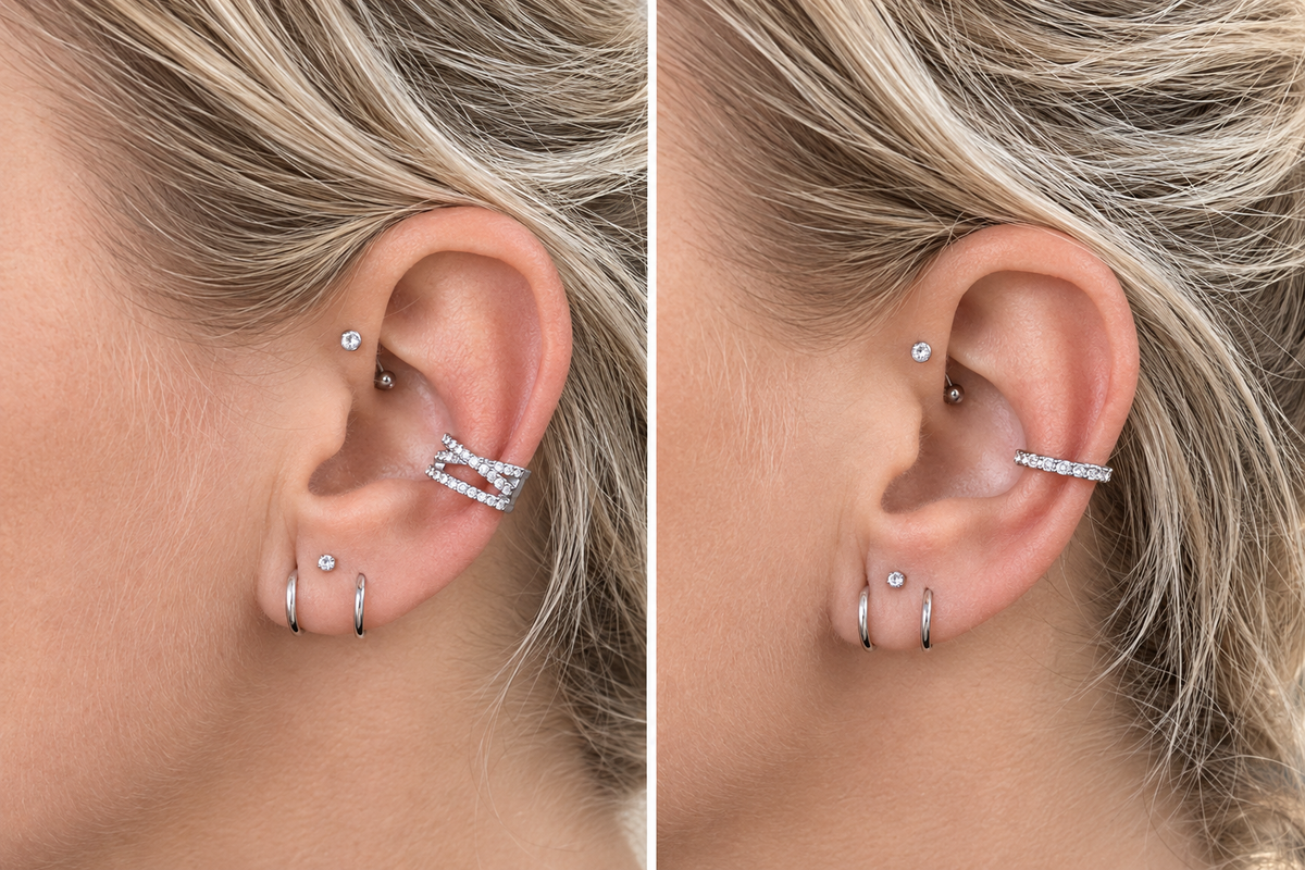 Set earcuff (2 stuks) - zilver