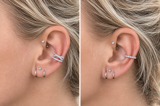 Set earcuff (2 stuks) - zilver